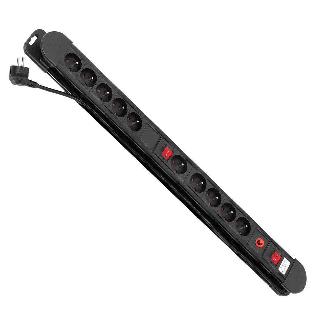 Maclean Power Strip, 10-outlet extension cord, 2 switches, overload protection and indicator, 3680W, MCE10