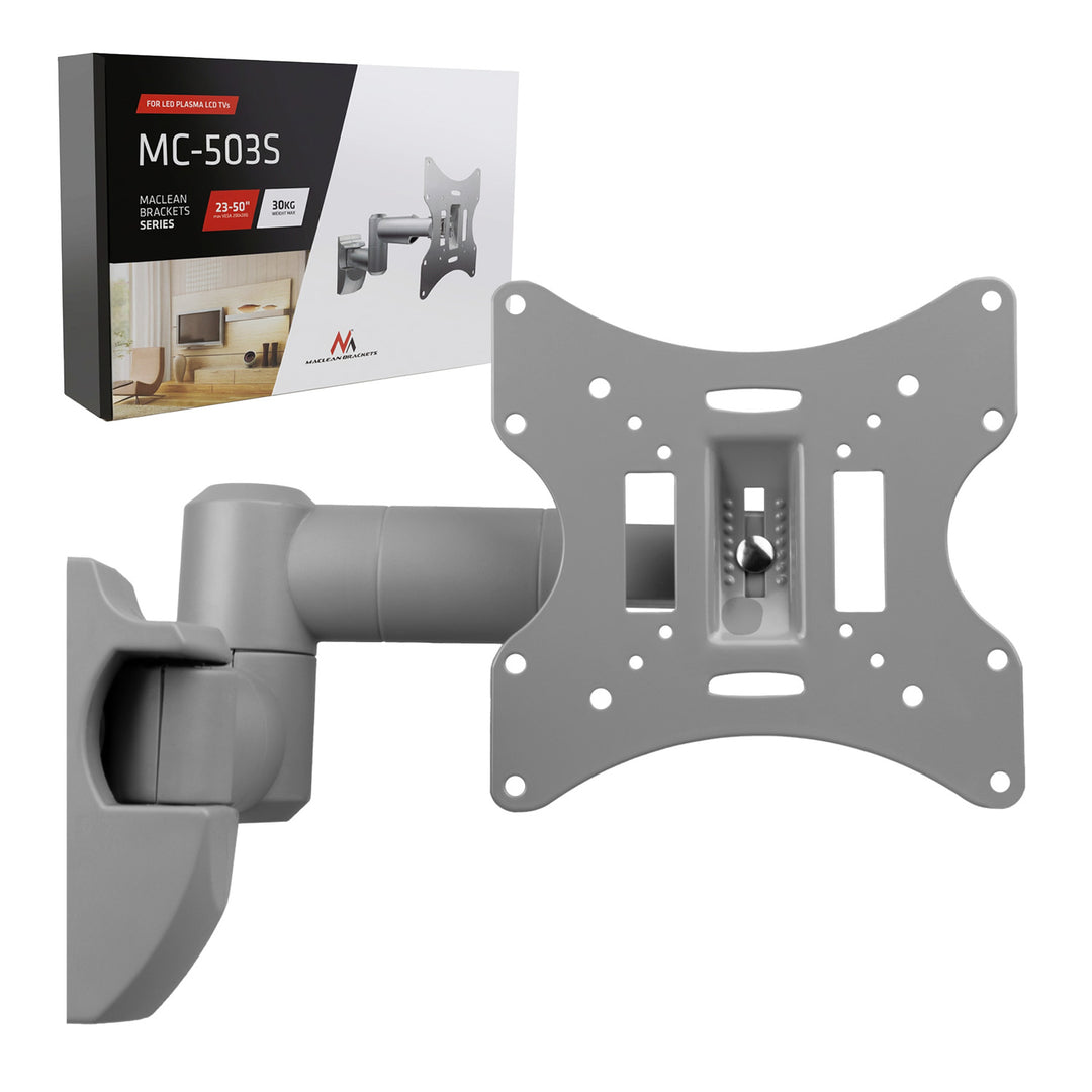 Maclean TV or monitor mount, universal, max VESA 200x200, 23-50", 30 kg, silver, MC-503A S