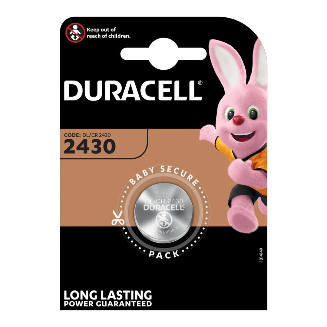 Lithium battery 3V Duracell CR2430 24.5mm diameter 3mm height