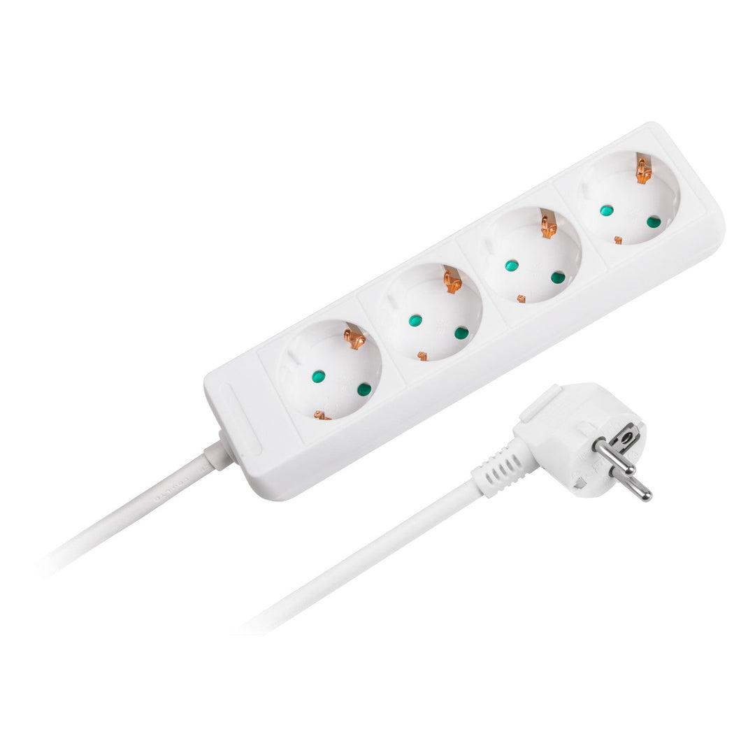 Rebel white extension cable 4 sockets German type, length 1.5m (3x1.0) without switch
