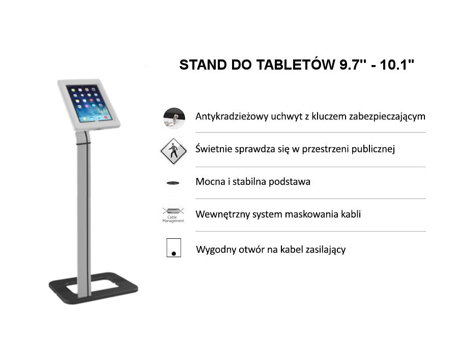 Maclean MC-645 Anti Theft Floor Tablet Stand Secure Lock Universal Display VESA iPad Samsung Galaxy