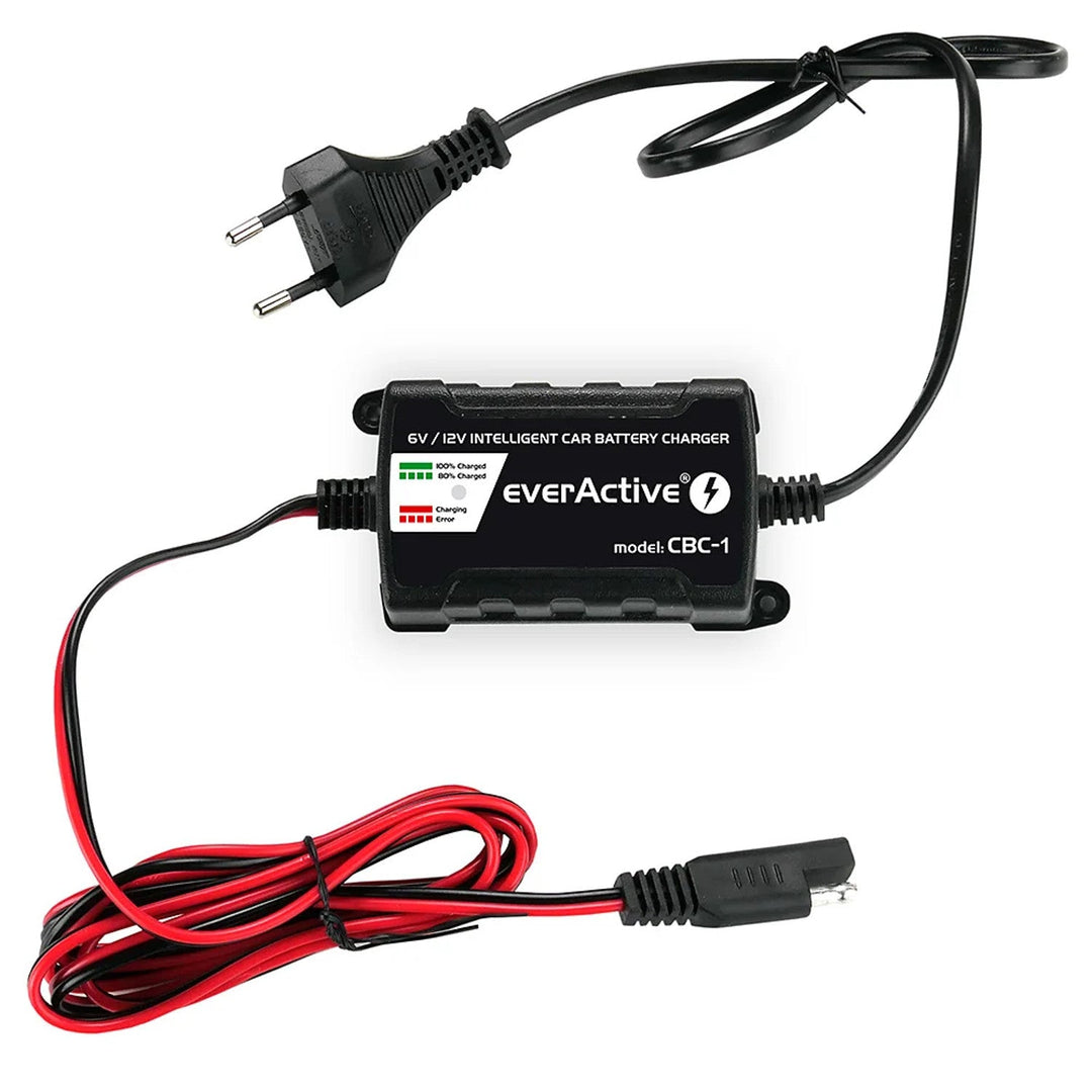 EverActive CBC-1 Intelligent Car Battery Charger 6V / 12V Gel AGM Lead-Acid Automatic for Rechargeable Batteries