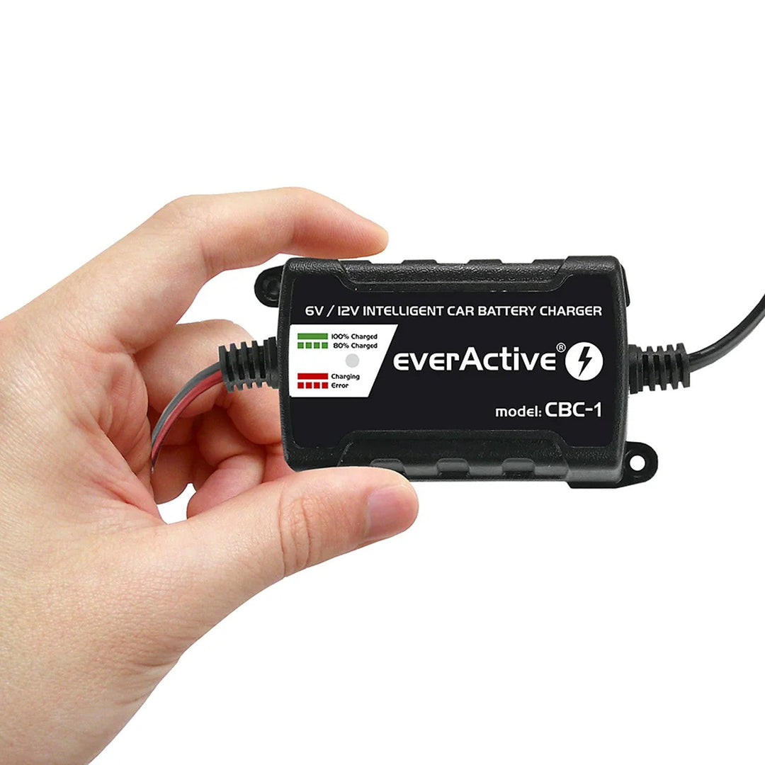 EverActive CBC-1 Intelligent Car Battery Charger 6V / 12V Gel AGM Lead-Acid Automatic for Rechargeable Batteries
