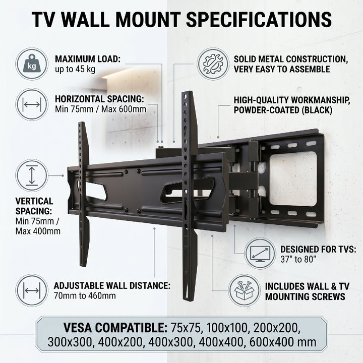 Maclean MC-723 Universal Bracket for TV 37-80" 45kg  max VESA 600x400