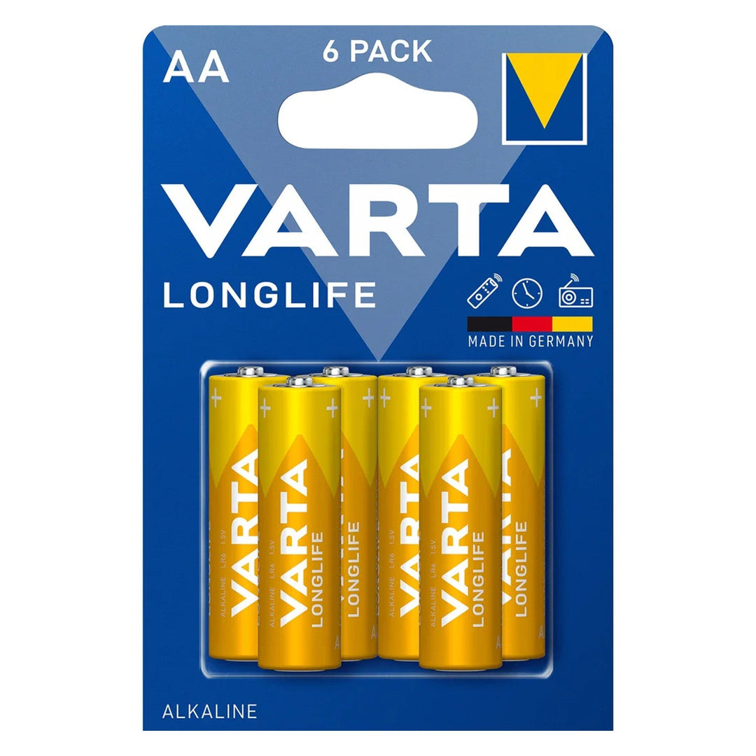 6x Longlife Varta R-06 R06 AA 1.5V alkaline battery