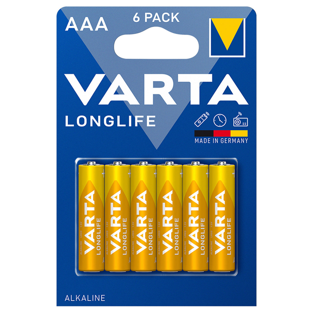 6x R-03 LR03 AAA 1.5V Longlife Varta Alkaline Batteries