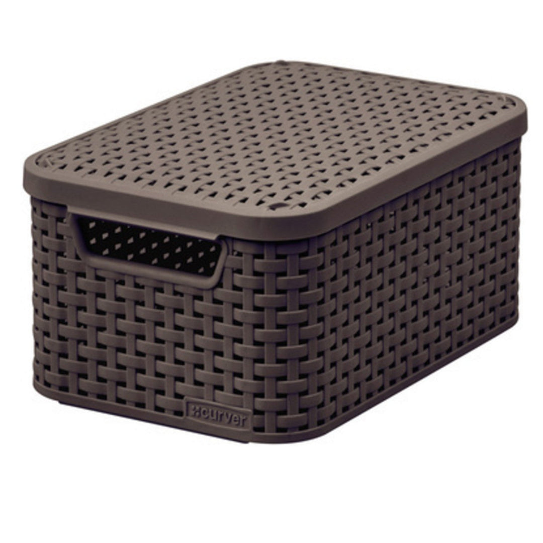Basket with lid Curver Rattan Style M dark brown colour