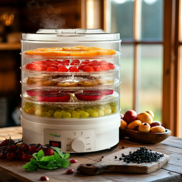 GreenBlue GB190 Food Dehydrator Fruit Vegetable 350W - 5 Trays - 35 to 70°C Temperature Control Adjustable