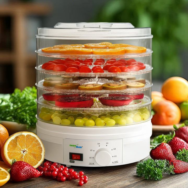 GreenBlue GB190 Food Dehydrator Fruit Vegetable 350W - 5 Trays - 35 to 70°C Temperature Control Adjustable