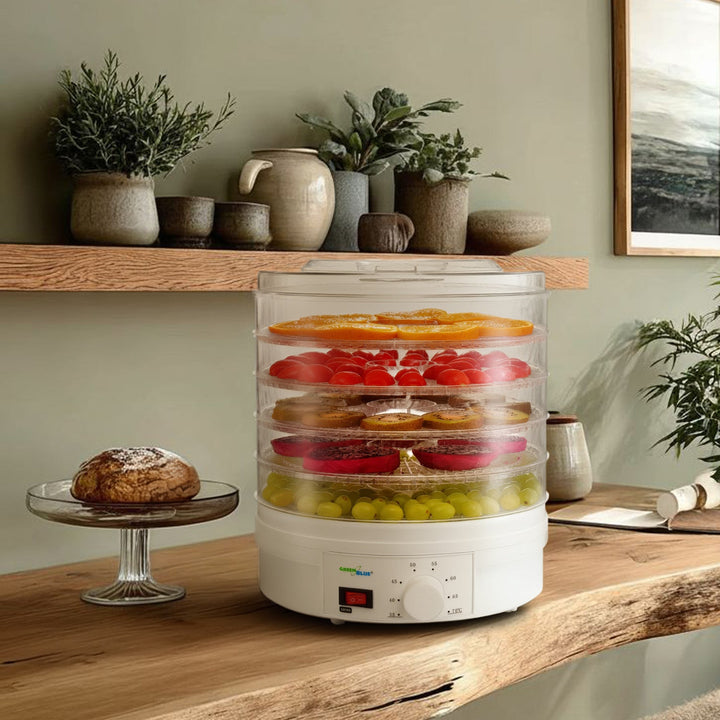 GreenBlue GB190 Food Dehydrator Fruit Vegetable 350W - 5 Trays - 35 to 70°C Temperature Control Adjustable