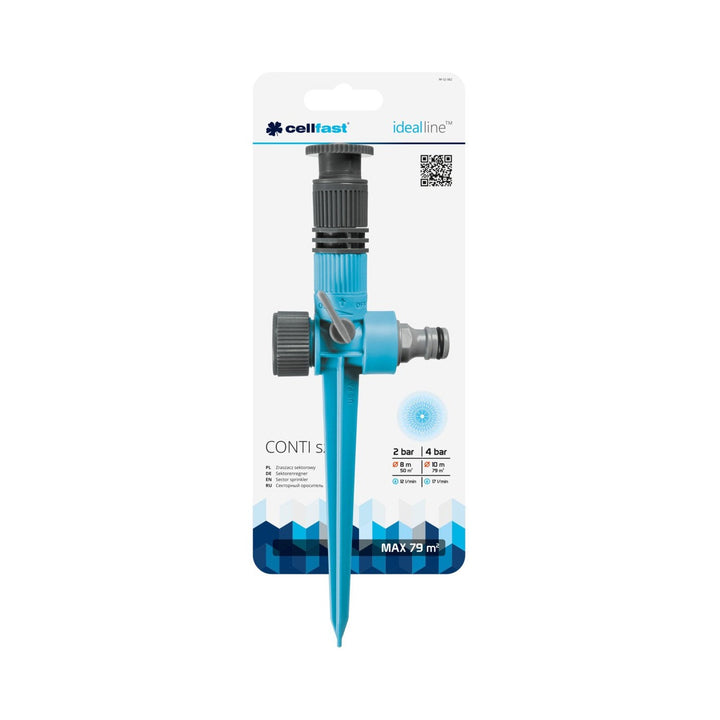 The sector sprinkler Cellfast Conti Ideal has a pinning area of up to 79 m2
