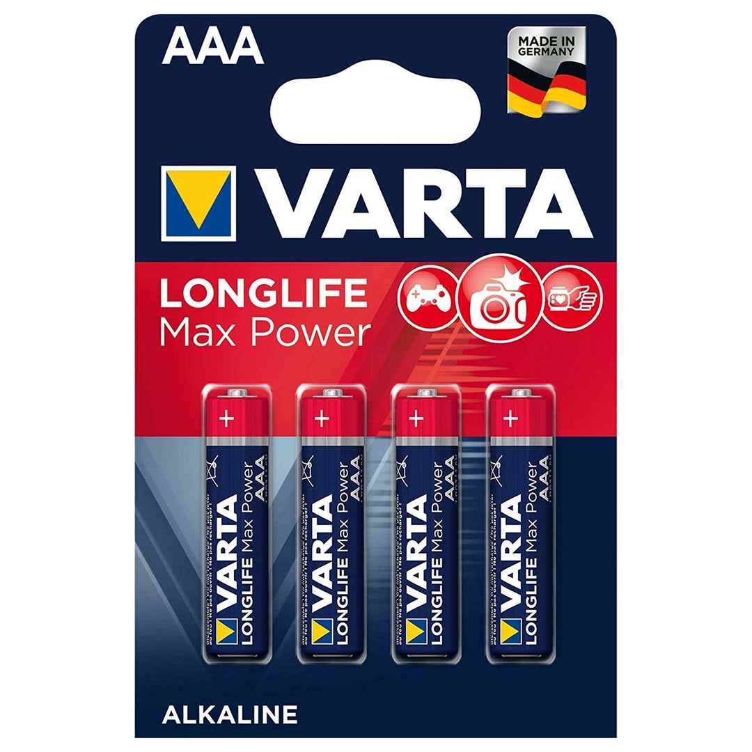 4x Varta Longlife Max Power AAA alkaline batteries