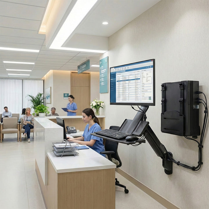 Maclean MC-838 3 in 1 Monitor Keyboard & PC Bracket Computer Holder Wall Mount Tray 17" - 32" VESA