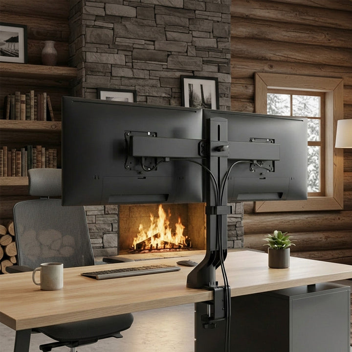 Maclean MC-854 Monitor Bracket Double Desk Mount For 2 Monitors 17" - 27" 14kg VESA LCD LED