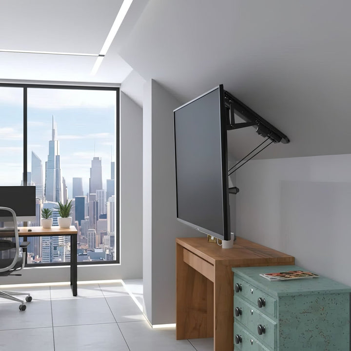 Maclean MC-880 Electric TV Bracket Holder Ceiling Mount 32" - 70" Remote Control VESA Universal 35kg