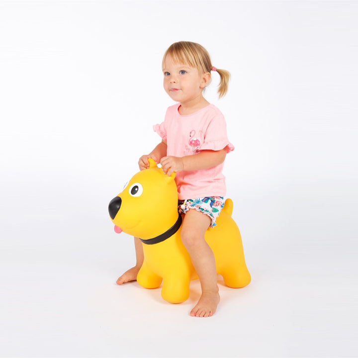 Tootina's yellow dog - inflatable jumping toy for children