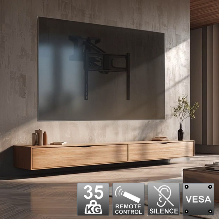 Maclean MC-891 Electric TV Wall Mount Bracket Remote 37''-70" VESA 35kg Over Fireplace Pull Down TV Holder EU plug