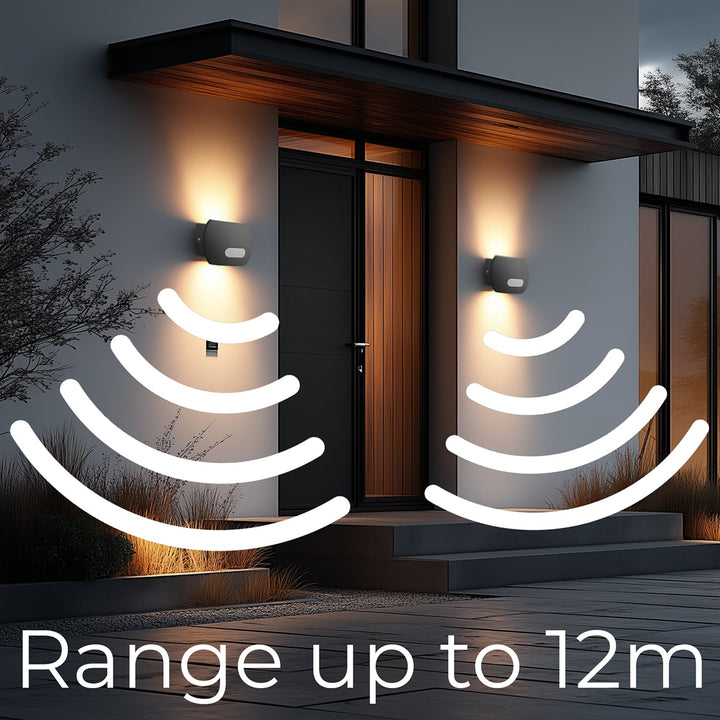 Maclean Energy MCE366 LED wall lamp with PIR sensor - PC + ALU, 20W (1600lm) Neutral White 4000K IP65 gray