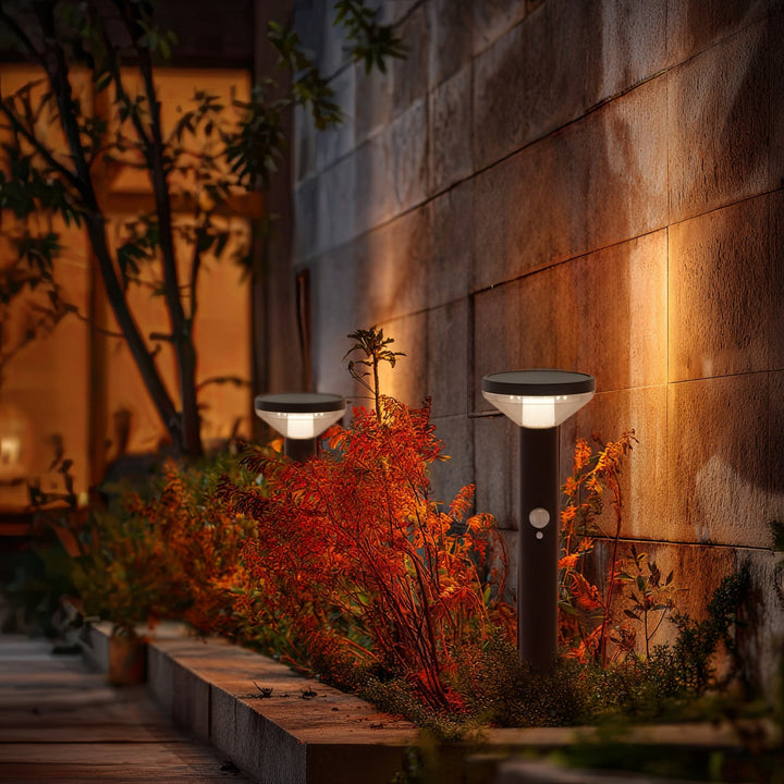 Solar LED lamp with Maclean sensor, black, IP44, 3 light modes, Li-ion 18650 battery 3.7V 1200 mAh, drive-in sensor, MCE465 B