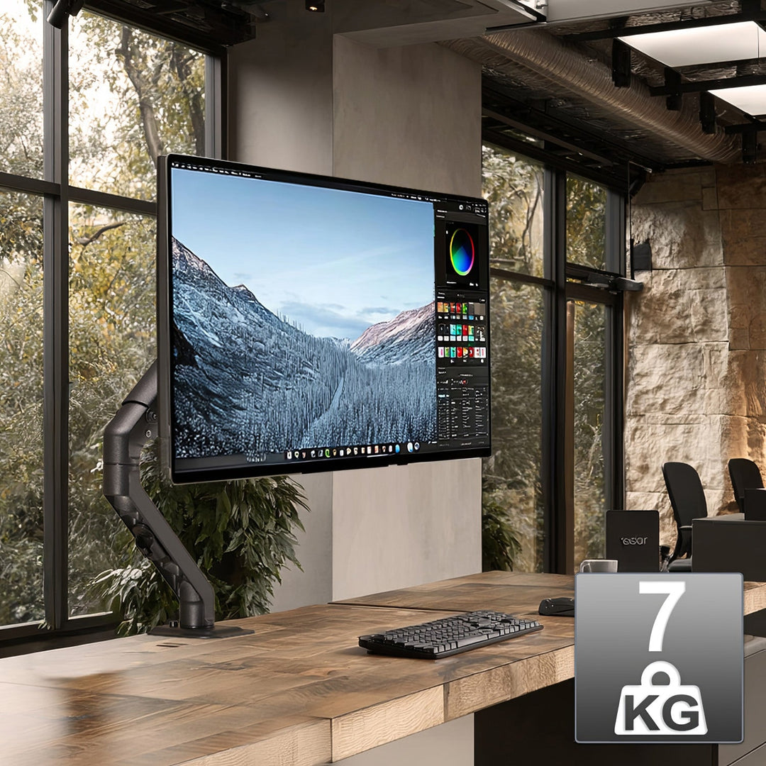 Maclean universal monitor desk mount, mechanical spring 17"-27" 7kg, VESA 75x75,100x100, MC-906
