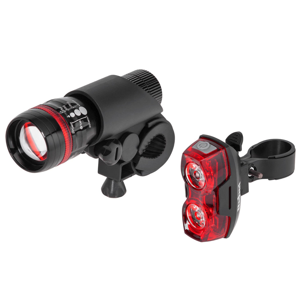 Rebel URZ0910 Bike Light Set  Battery Powered Front and Rear Light Cycling Headlights and Taillights