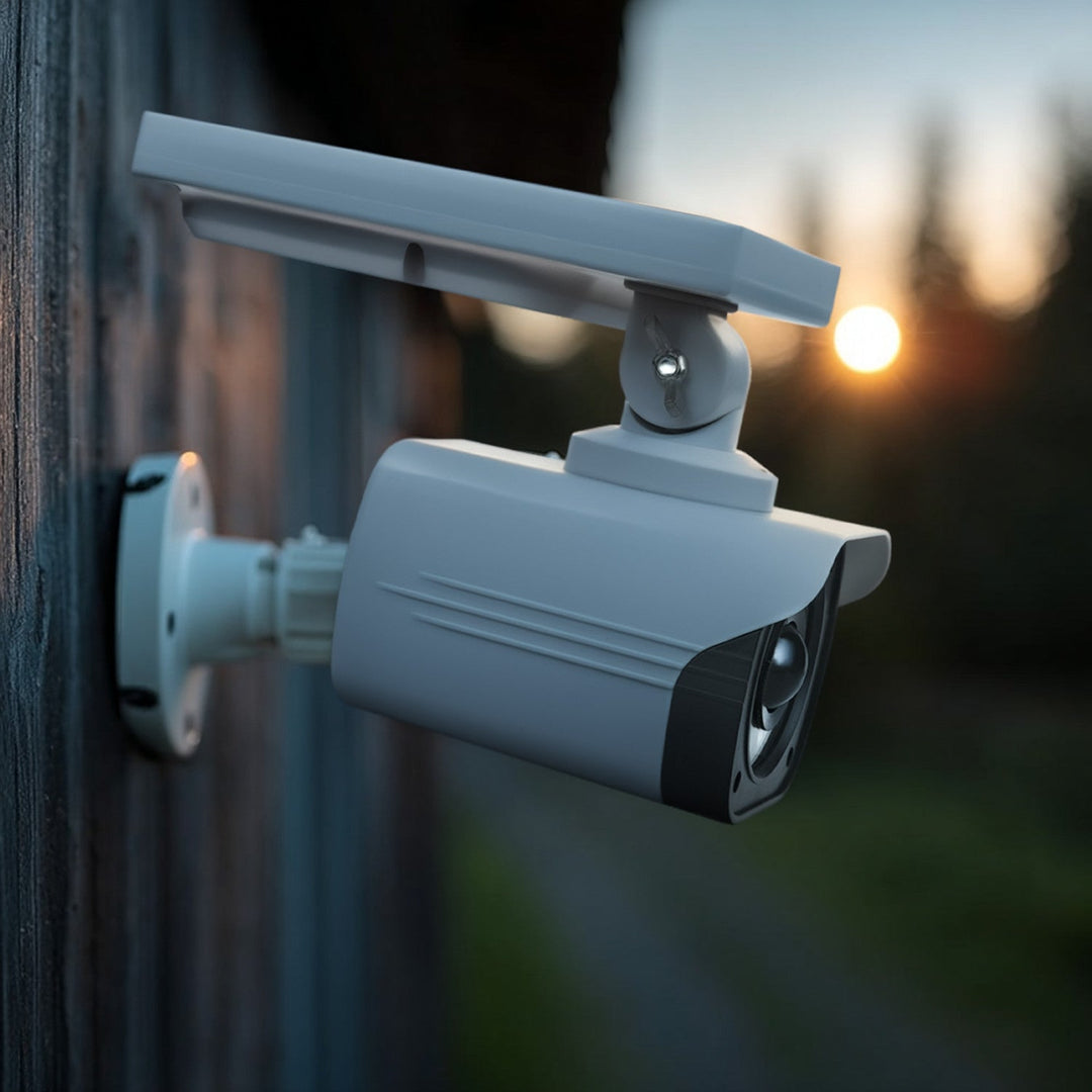SOL1800S Solar Dummy CCTV Security Camera with LED Light Motion Sensor Red Diode
