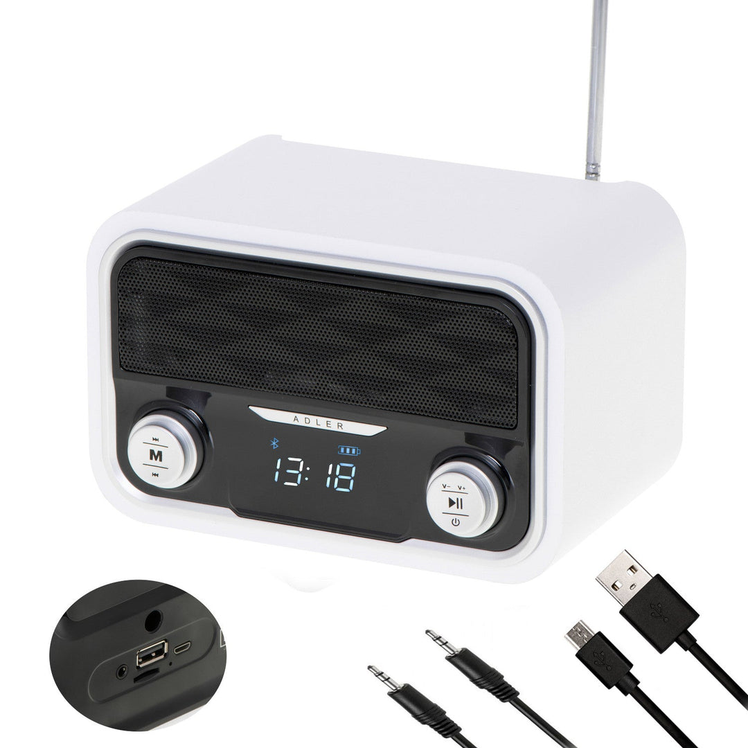 Radio FM Bluetooth 1800 mAh SD USB MP3 AUX LCD Adler AD 1185