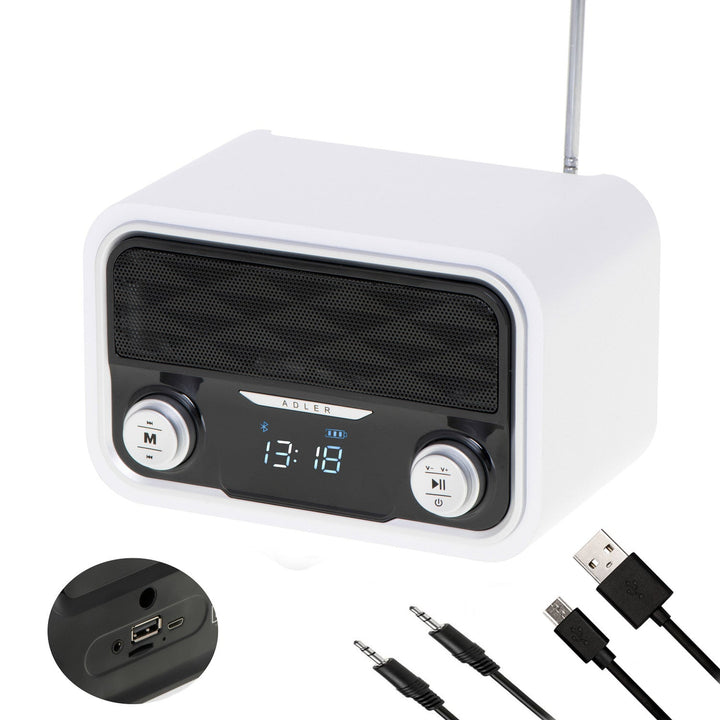 Radio FM Bluetooth 1800 mAh SD USB MP3 AUX LCD Adler AD 1185