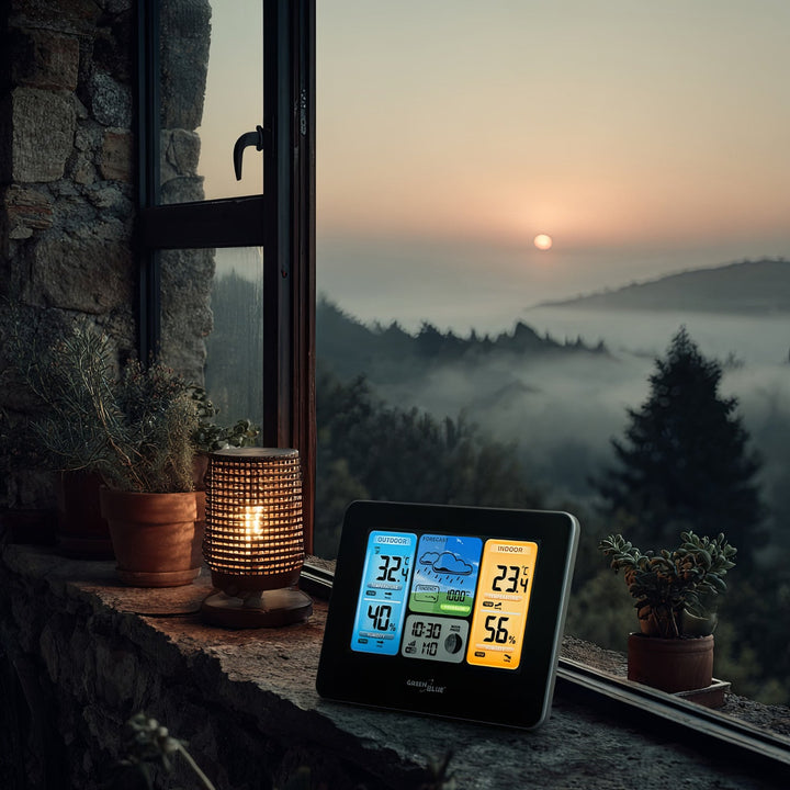 Wireless WiFi Weather Station Outdoor Sensor Calendar Barometer Tuya Smart App IPX4 (eu plug)