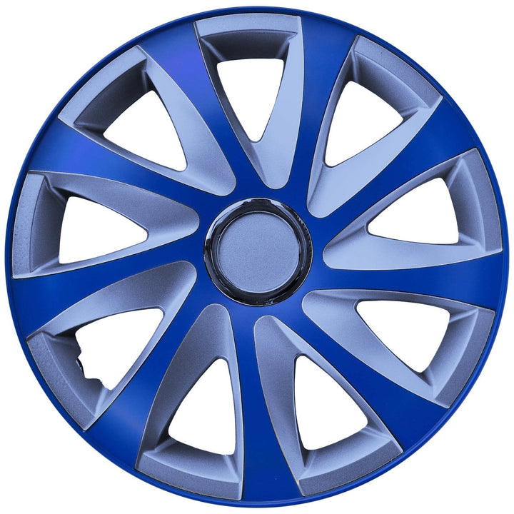 Hubcaps 14'' NRM EXTRA DRIFT BLUE SILVER blue and silver 4 pieces.