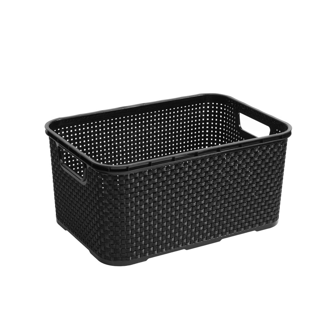 BranQ Rattan 10L gray storage basket with handles