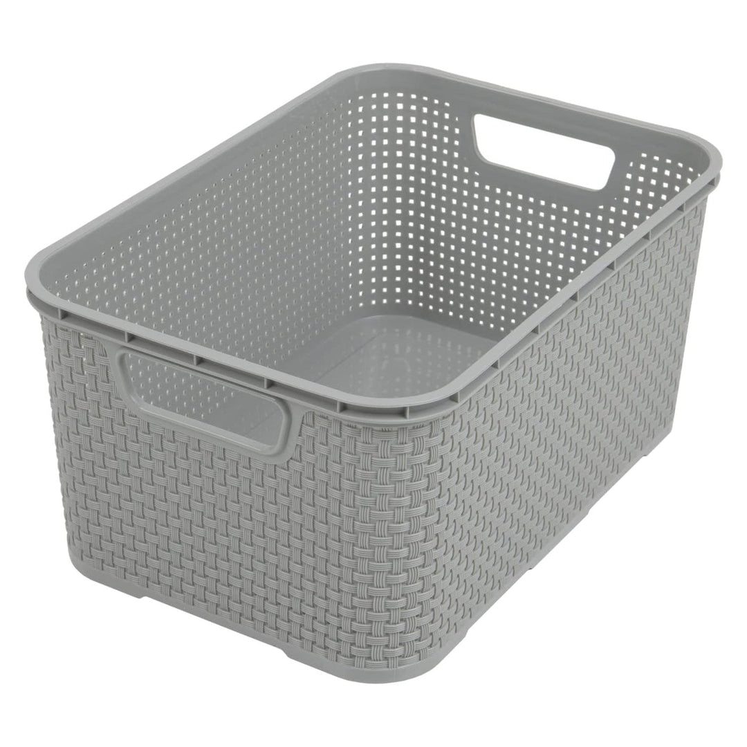 BranQ Rattan 7L gray storage basket with handles