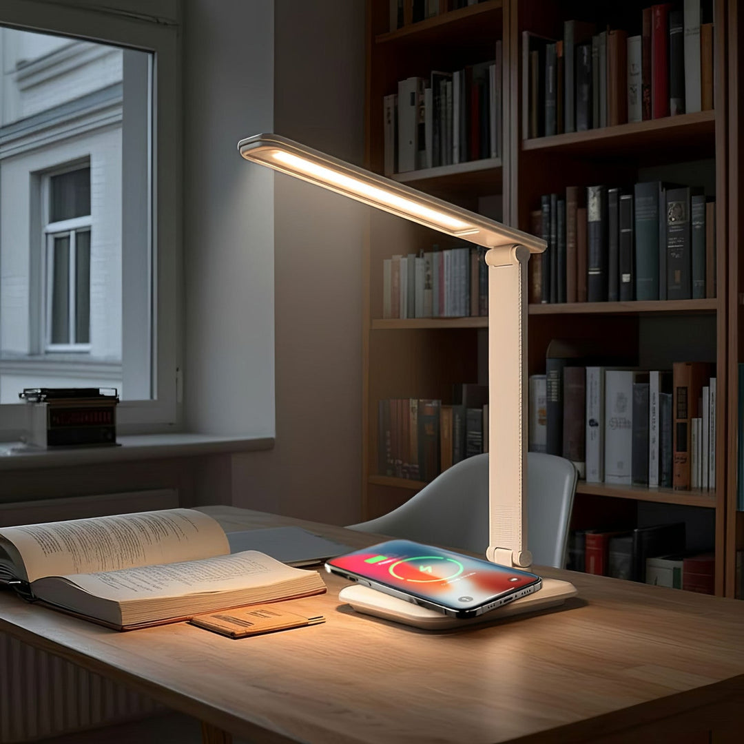 Maclean MCE616 Dimmable LED Desk Lamp Desk Lamp 9W with Induction Qi Charger Adjustable Ligth Temperature White