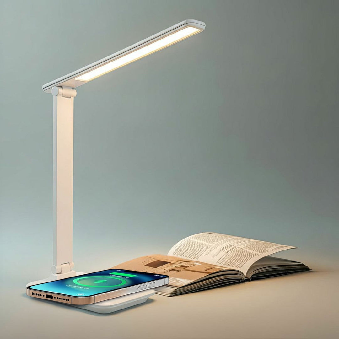 Maclean MCE616 Dimmable LED Desk Lamp Desk Lamp 9W with Induction Qi Charger Adjustable Ligth Temperature White