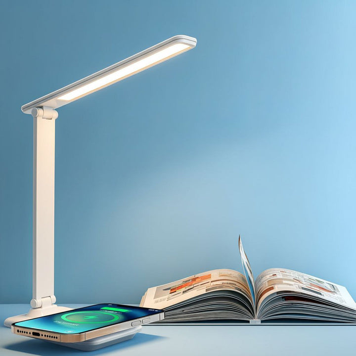 Maclean MCE616 Dimmable LED Desk Lamp Desk Lamp 9W with Induction Qi Charger Adjustable Ligth Temperature White