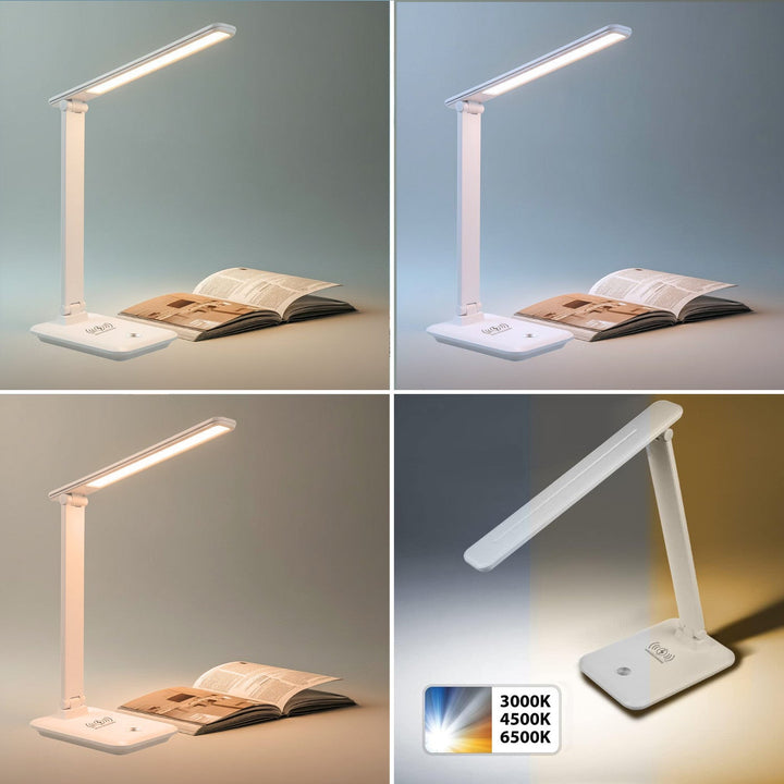 Maclean MCE616 Dimmable LED Desk Lamp Desk Lamp 9W with Induction Qi Charger Adjustable Ligth Temperature White