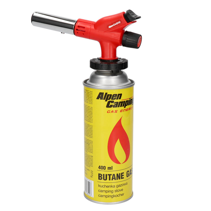 Alpen Camping cartridge burner, flame temperature 1300°C, piezoelectric ignition, flame adjustment, ETNA