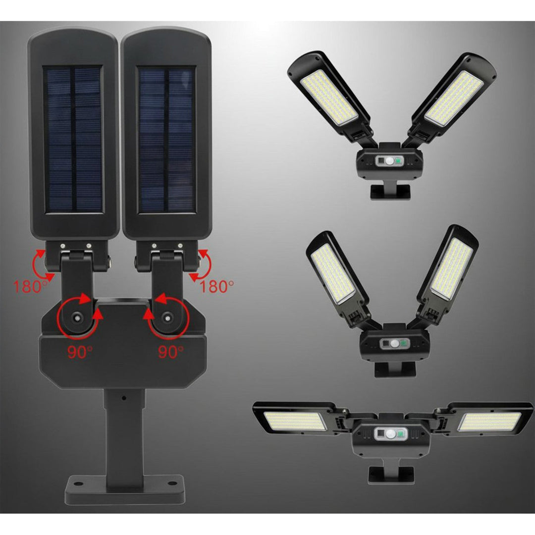 Maclean MCE447 Double Solar Wall Lamp with Motion and Dusk Sensor IP54 5W 2x 450 Lumens 6500K Two Light Sources Remote Control Outdoor Street Light