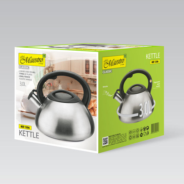 Maestro MR-1306 Whistle Stove Top Kettle 3L High Quality Stainless Steel For Stove Induction