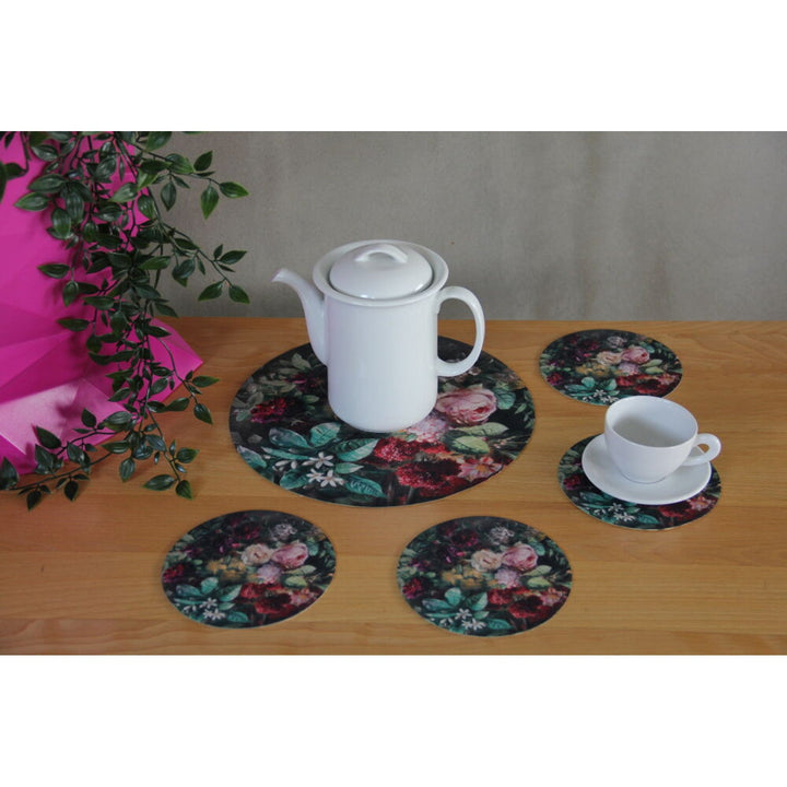 Set of round felt table placemats 1 + 4 - BUNCH