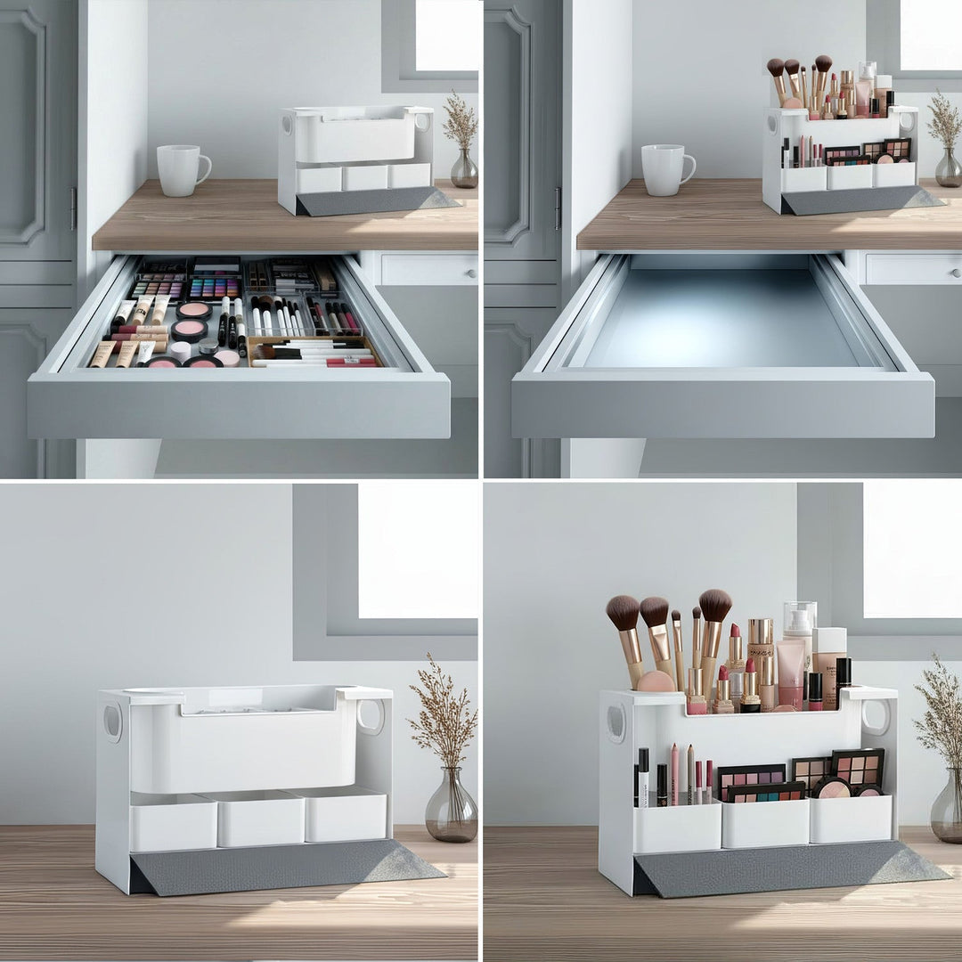 Maclean MC-479 Make Up Accessories Organizer with Comparments Cosmetics Toiletries Storage Rack Magnetic Cover 8kg