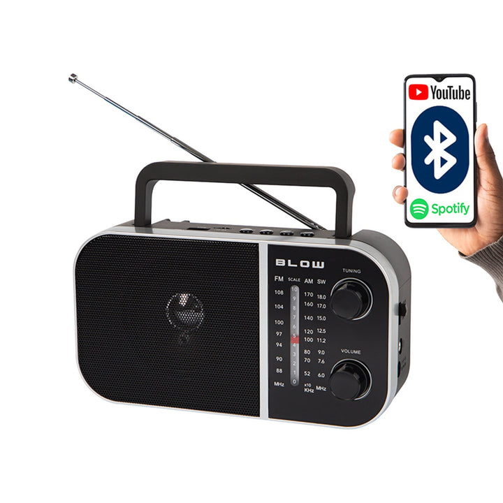 Blow Portable analog AM/FM radio RA6 battery and mains power