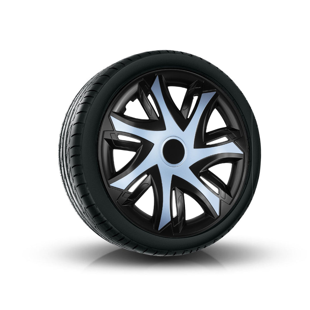 NRM N-Power Wheel Covers for Steel Rims Two Color Hubcaps Set 4pcs Car Vehicle Suitable for Most Brands and Rims ABS Plastic (Azure/Black, 14")