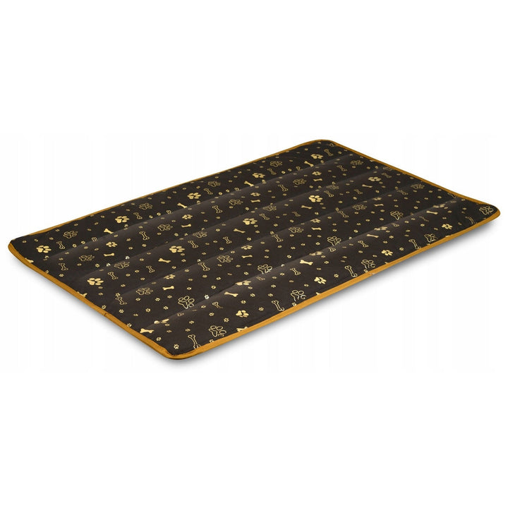 KingDog Prestige Dog Bed Dog Mat Durable Waterproof Dog Mattress with a Pattern of Golden Bones in Brown 120x80 cm