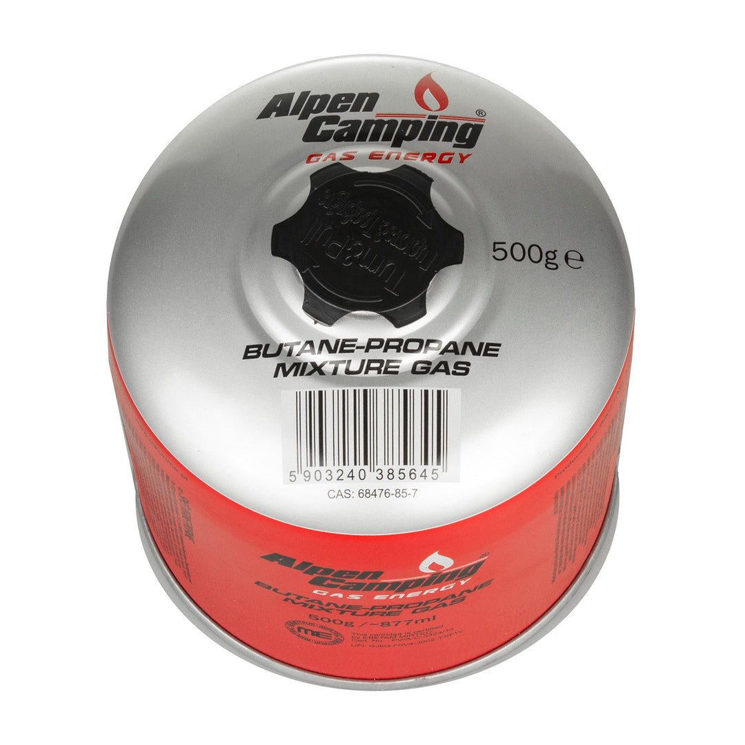 Alpen Camping 6x 500g Gas Cartridge Propane-butane, Range -10°c to+ 40°c, 7/16" Valve IK008