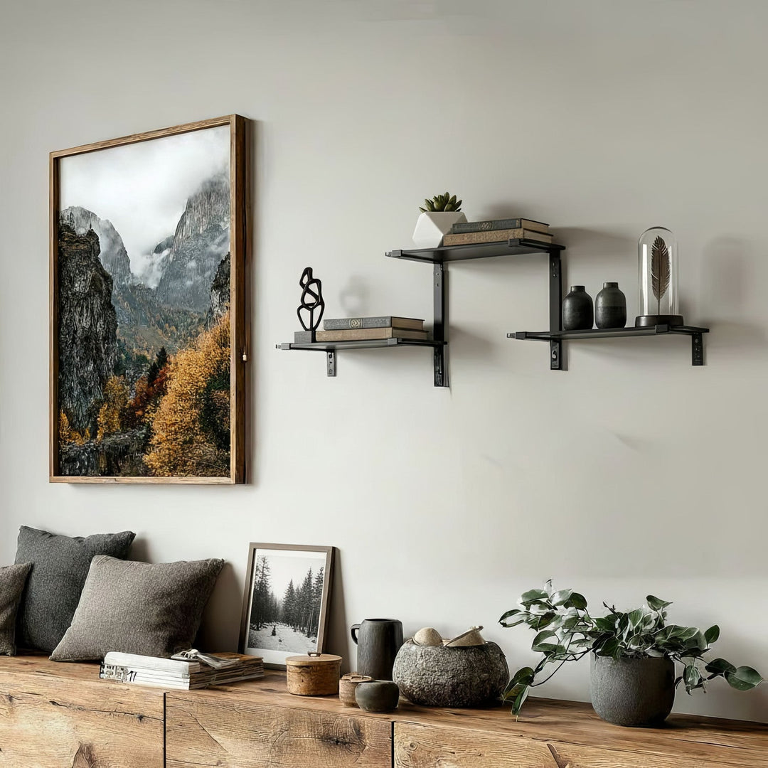 Maclean MC-974 Three-level Modular Shelves, Wall Floating Shelves, Storage, 30kg max