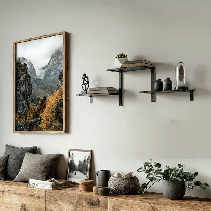Maclean MC-974 Three-level Modular Shelves, Wall Floating Shelves, Storage, 30kg max