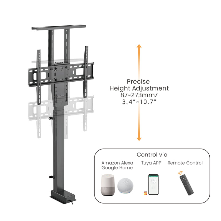 Maclean MC-866T Smart Motorized Electric TV Lift TUYA Mobile App Floor Mount Bracket Alexa Google Home 37''-80'' 60kg Cabinet VESA (EU plug)