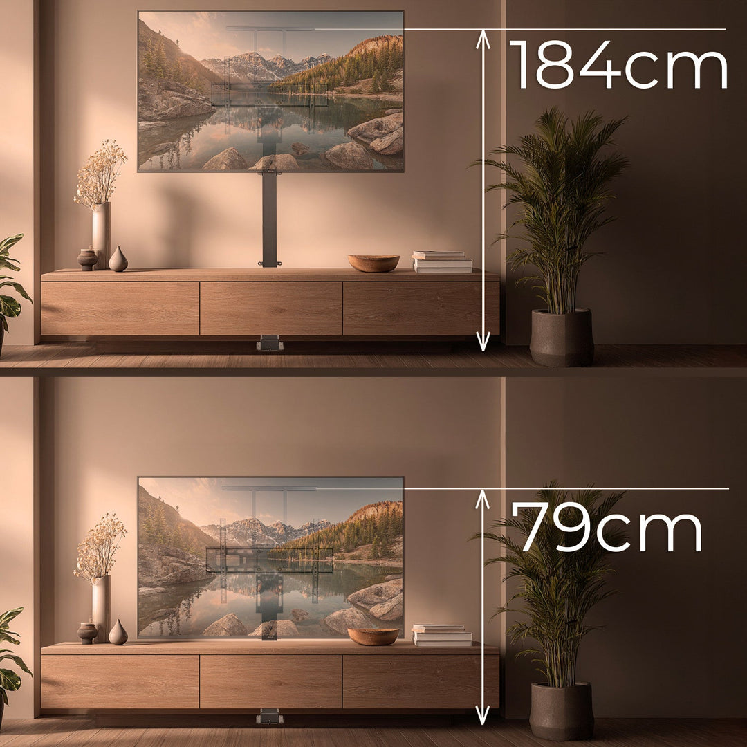 Maclean MC-866T Smart Motorized Electric TV Lift TUYA Mobile App Floor Mount Bracket Alexa Google Home 37''-80'' 60kg Cabinet VESA (EU plug)