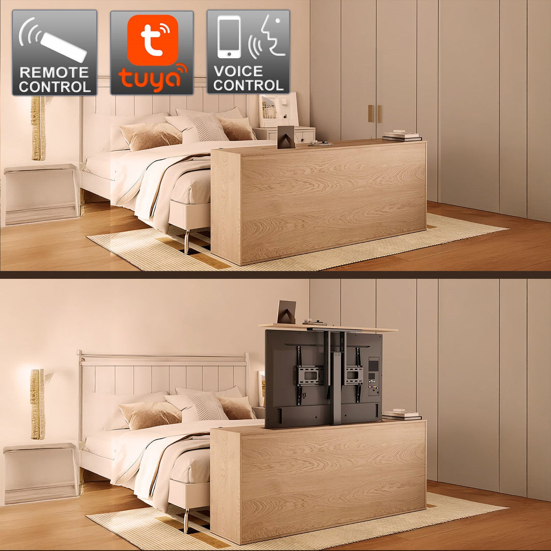Maclean MC-866T Smart Motorized Electric TV Lift TUYA Mobile App Floor Mount Bracket Alexa Google Home 37''-80'' 60kg Cabinet VESA (EU plug)